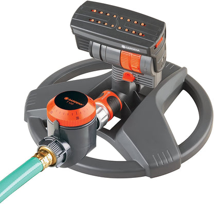 Gardena ZoomMaxx Aspersor Oscilante Ajustable para Jardín - Base ponderada, con temporizador