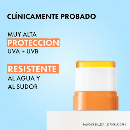 Vichy Capital Soleil UV Aqua Protector Solar en Stick Dermatológico 9g | Protector Solar en Barra con FPS 50+ y Acabado Invisible PA+++ Ideal para Reaplicación Práctica en RostroyY Labios