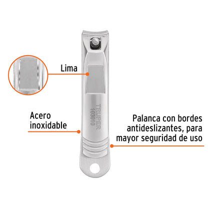 Truper UNA-530, Corta uñas 3" acero inoxidable acabado niquelado