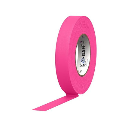 Pro Tapes - - Cinta mate Pro Gaff con adhesivo de goma, 24 mil x 45 m, color Rosado Fluorescente, (paquete de 1)