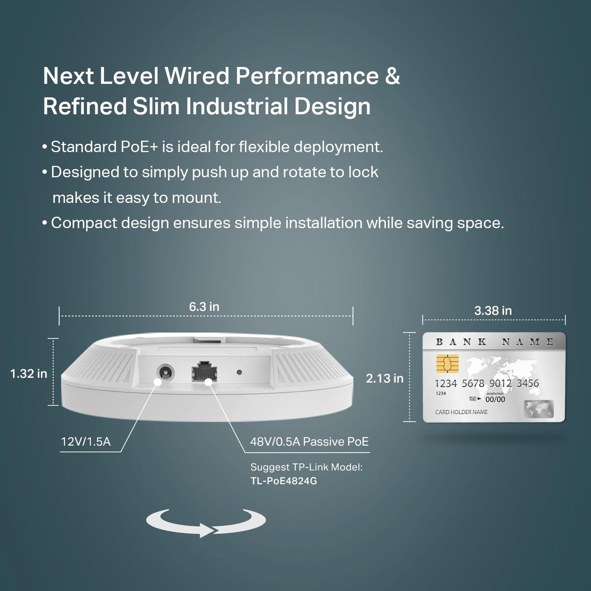 TP-Link EAP610 - Punto de Acceso inalámbrico ultradelgado para Empresas | Omada True Wi-Fi 6 AX1800 | Adaptador DC Incluido | Malla, itinerancia sin Costuras, WPA3, MU-MIMO | Control Remoto y