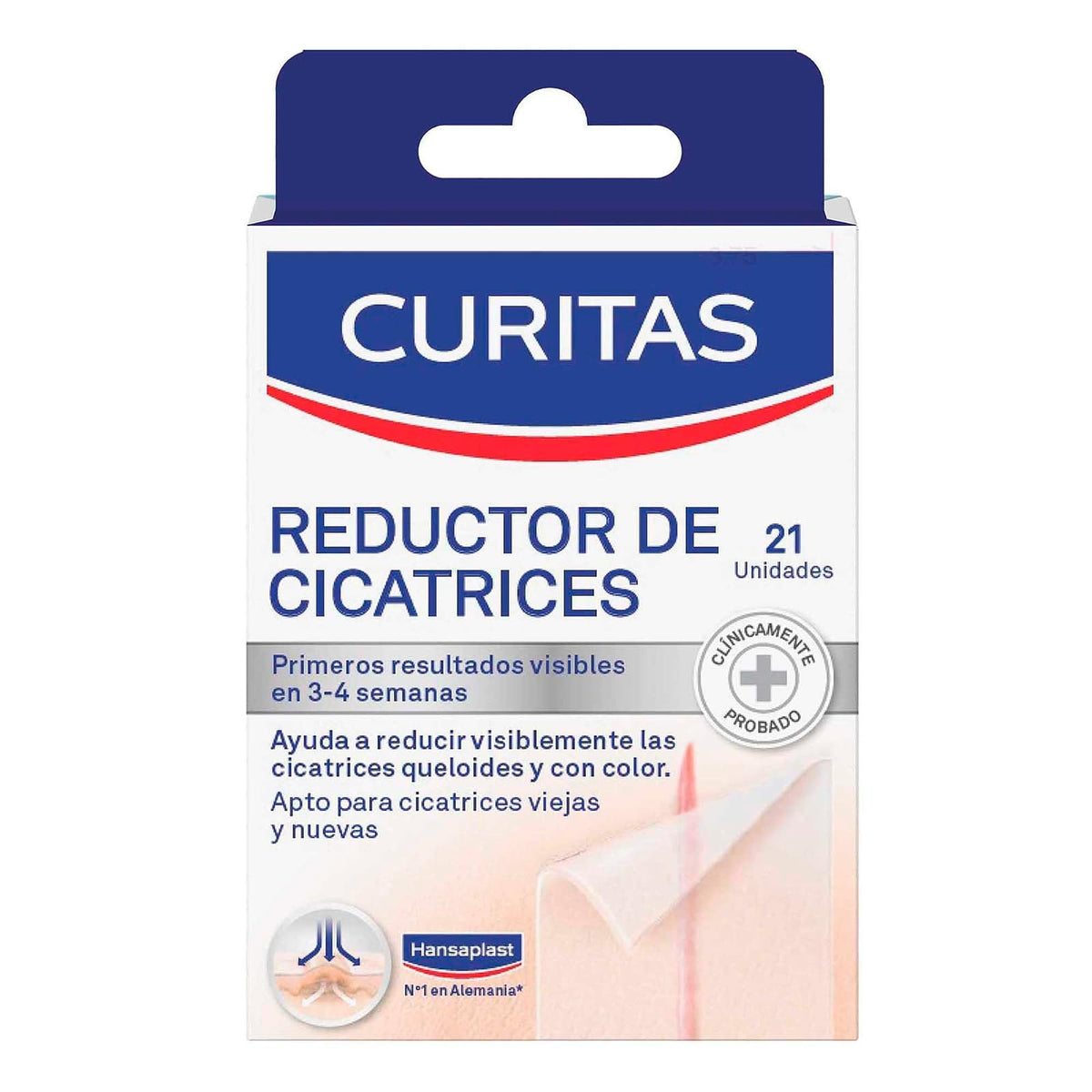 Curitas Reductor de Cicatrices, caja con 21 Venditas, Reduce, Aclara y Suaviza cicatrices nuevas y antiguas