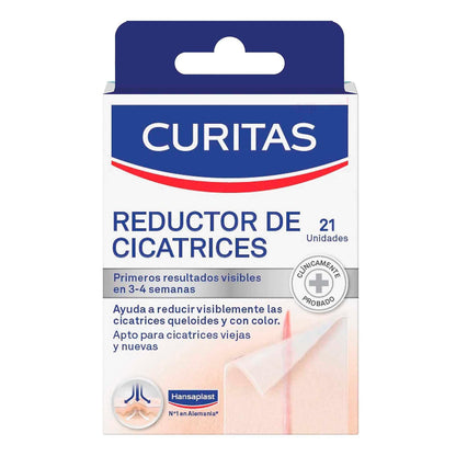 Curitas Reductor de Cicatrices, caja con 21 Venditas, Reduce, Aclara y Suaviza cicatrices nuevas y antiguas