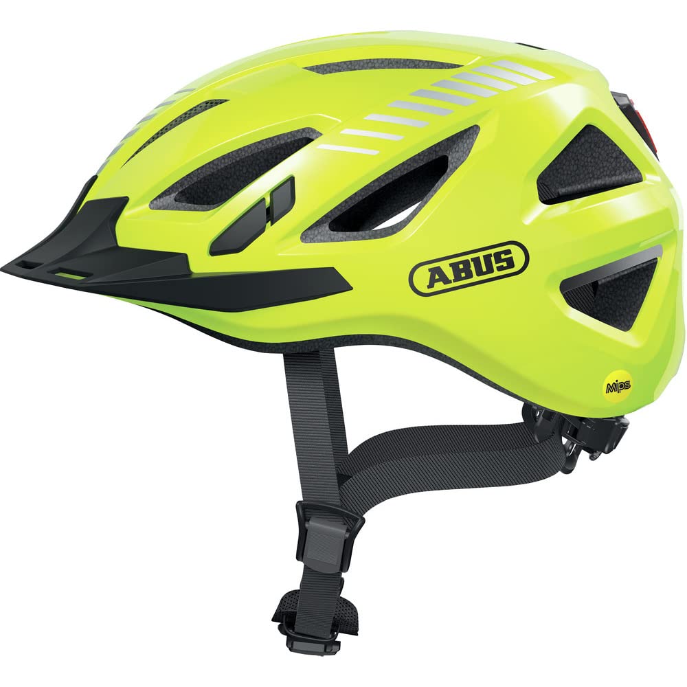 ABUS Stadthelm Urban-I 3.0 MIPS - Fahrradhelm mit Aufprallschutz, Rücklicht, Schirm und Magnetverschluss - für Damen und Herren - S (51-55 cm) - Amarillo