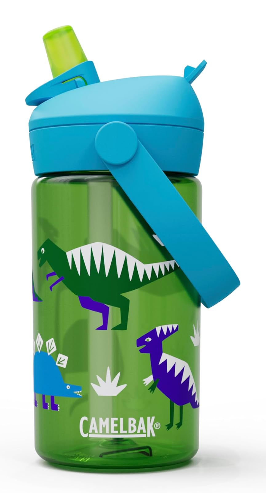CamelBak Thrive Flip Straw Kids Botella con Popote, 400 ml - Dinos de la cadera