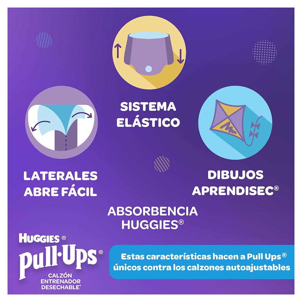 Huggies Pull-Ups Calzoncitos Entrenadores, Talla Mediana Niño, Paquete con 30 Piezas, Ideal para niños de entre 12 a 15 kg