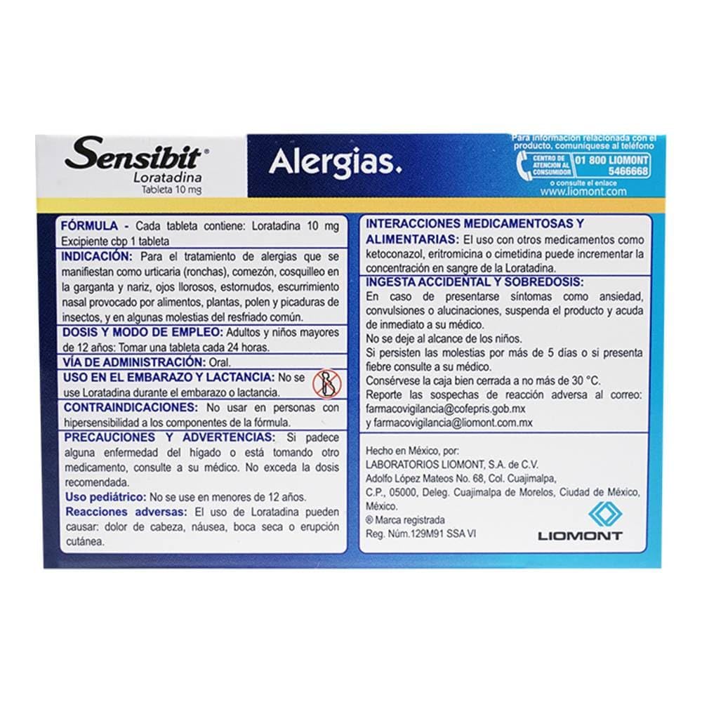 Sensibit Tabletas, 10 mg, 10 Piezas
