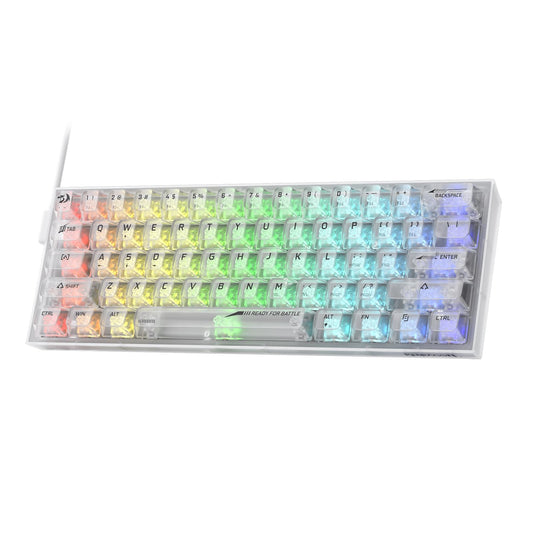 Redragon K617 SE 60% Teclado para Juegos RGB con Cable, Teclado mecánico Compacto y Transparente de 61 Teclas con Placa translúcida, Interruptor Lineal Personalizado, Compatible con Driver