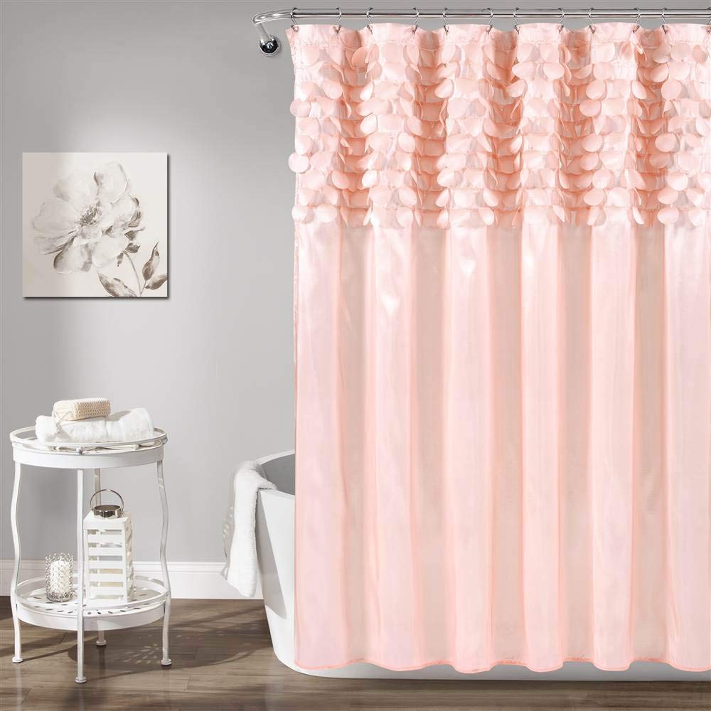 Lush Decor x 72 Pulgadas, Cortina de Ducha Blush Lillian | Baño con diseño de círculo Brillante Texturizado