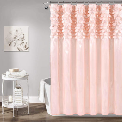 Lush Decor x 72 Pulgadas, Cortina de Ducha Blush Lillian | Baño con diseño de círculo Brillante Texturizado