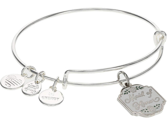 Alex and Ani Bridal Expandable Bangle for Women, Wedding Charms, Shiny Finish, 2 to 3.5 in, Adjustable Chain Charm Bangle 6.5 to 8 in