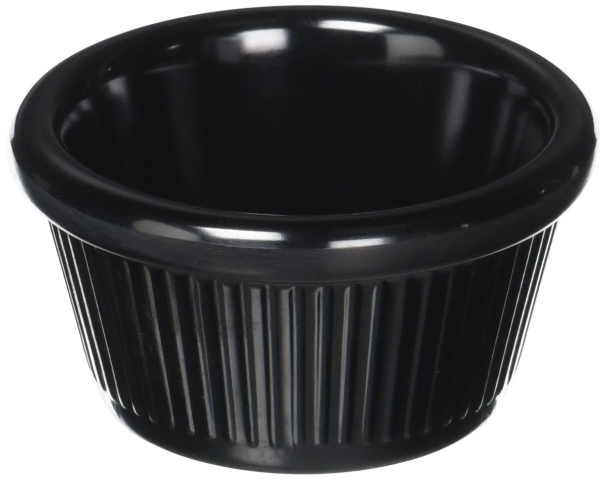 Winco Ramekins estriados, 2 onzas, negro