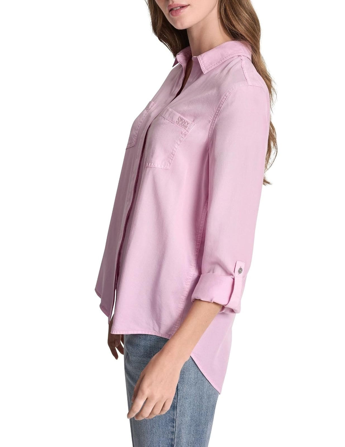 DKNY - Camisa con Cuello y Solapa para Mujer con Botones y Espalda Dividida