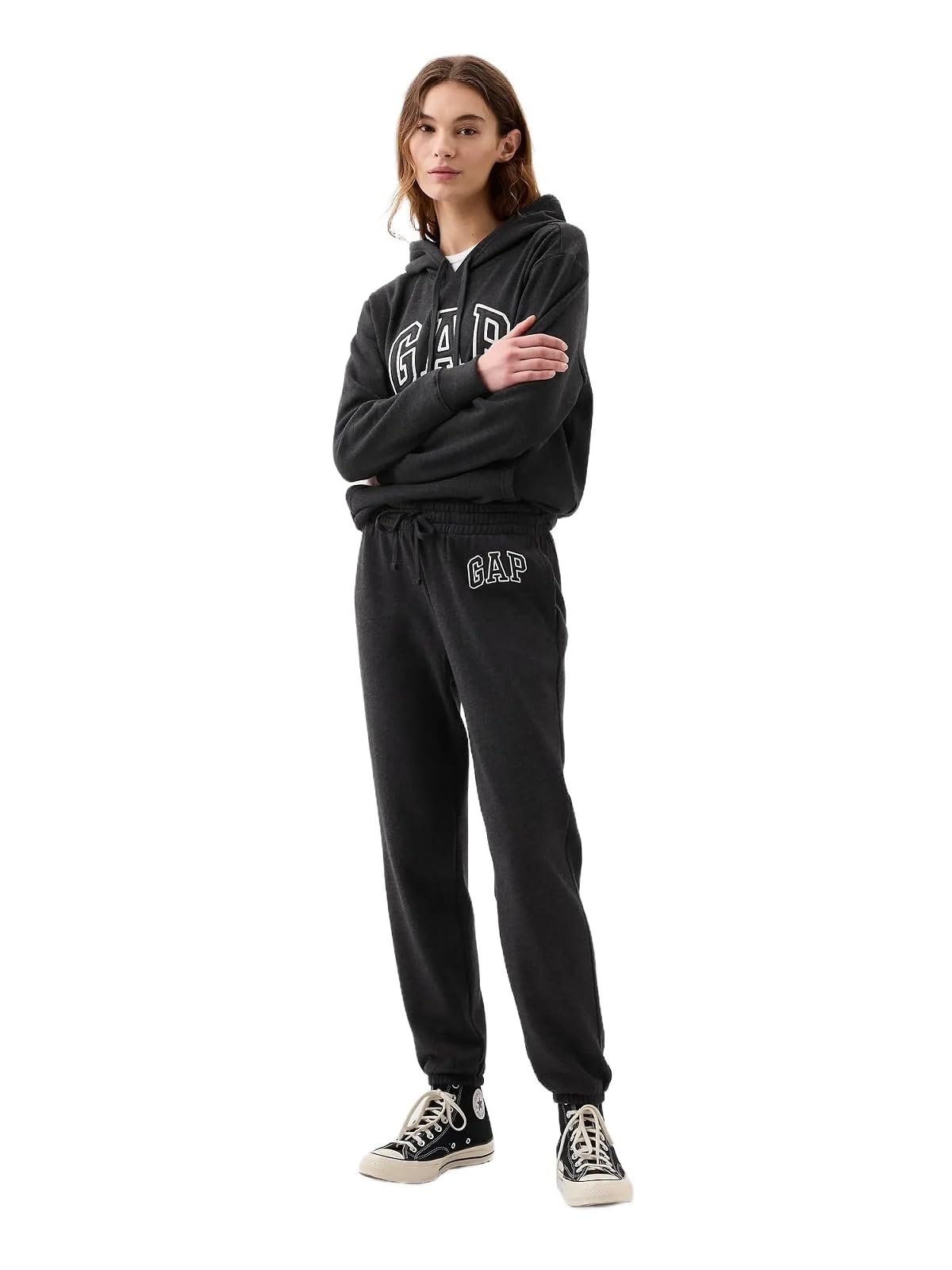 Gap Joggers de Forro Polar con Logotipo Mujer - Gris Caliente Carbón - XL
