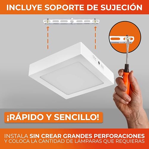 Tecnolite - Lámpara Plafón LED Techo 12 W, Luz Suave Cálida, Interiores, No atenuable, LED integrado