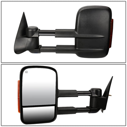 DNA Motoring Par de Espejos Laterales de Remolque Calefaccionados con Señal de Giro para Silverado/Suburban/Sierra/Yukon 03-06, Negro/Ámbar, TWM-001-T888-BK-AM