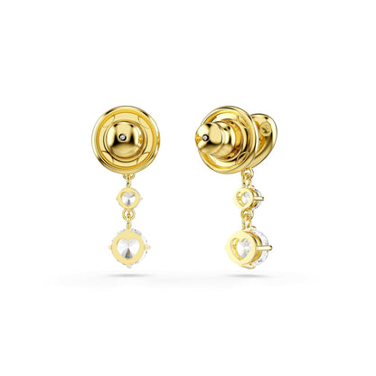 arete Swarovski Lifelong, corte redondo, corazón, blanco, baño dorado
