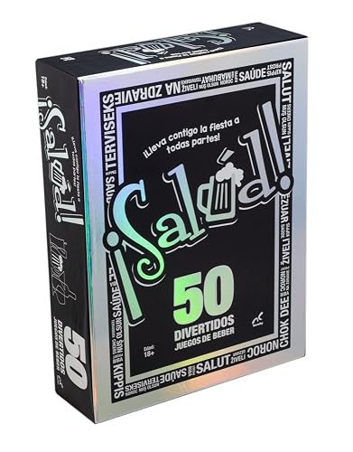 Novelty Corp - ¡Salud! 50 Juegos del Beber, Ideal para Fiestas y Reuniones, Juegos de Mesa para Adultos, Versatilidad y Diversión, Desde ''Yo Nunca'' Hasta Baraja de Póker