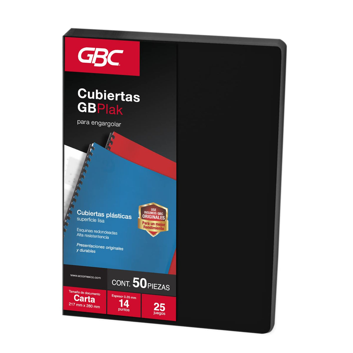 GBC Cubierta para Encuadernar Tamaño Carta, 14 Puntos - LISO - COLOR NEGRO