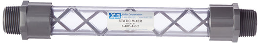 Koflo 1-40C-4-6-2 Mezclador en línea estático de PVC transparente Schedule 40 tubos; 1 pulgada NP(M), 6 elementos