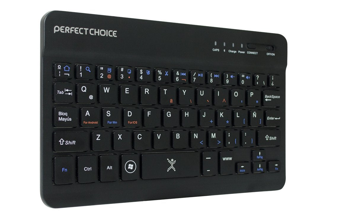 Perfect Choice Mini Teclado Bluetooth Universal para ¡Os, Android y Windows, Teclas Tijera, Duración de Carga de hasta 60 Horas