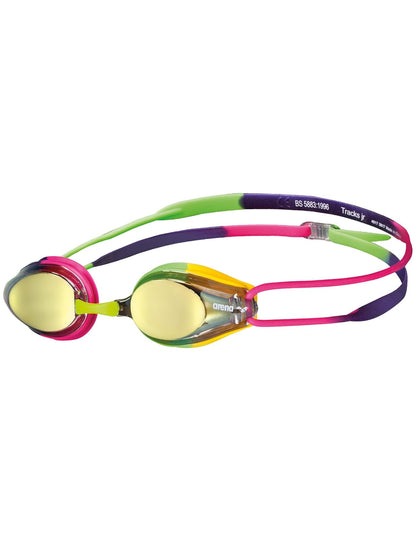 Arena Tracks Jr Goggles de Natación Juveniles - Violeta - Fucsia - Verde - Espejo juvenil