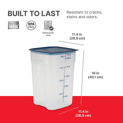 Cambro FreshPro - Contenedor de almacenamiento de alimentos de 22 cuartos (QT) con tapa (grado de restaurante), para preparación de alimentos, cocina comercial, contenedor de comida para mascotas y
