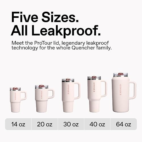 Stanley Quencher ProTour - Vaso con popote abatible con Tapa a Prueba de Fugas, 30 onzas, popote y Mango Integrados, Soporte para Vasos Compatible para Viajes, Taza de Acero Inoxidable aislada, sin