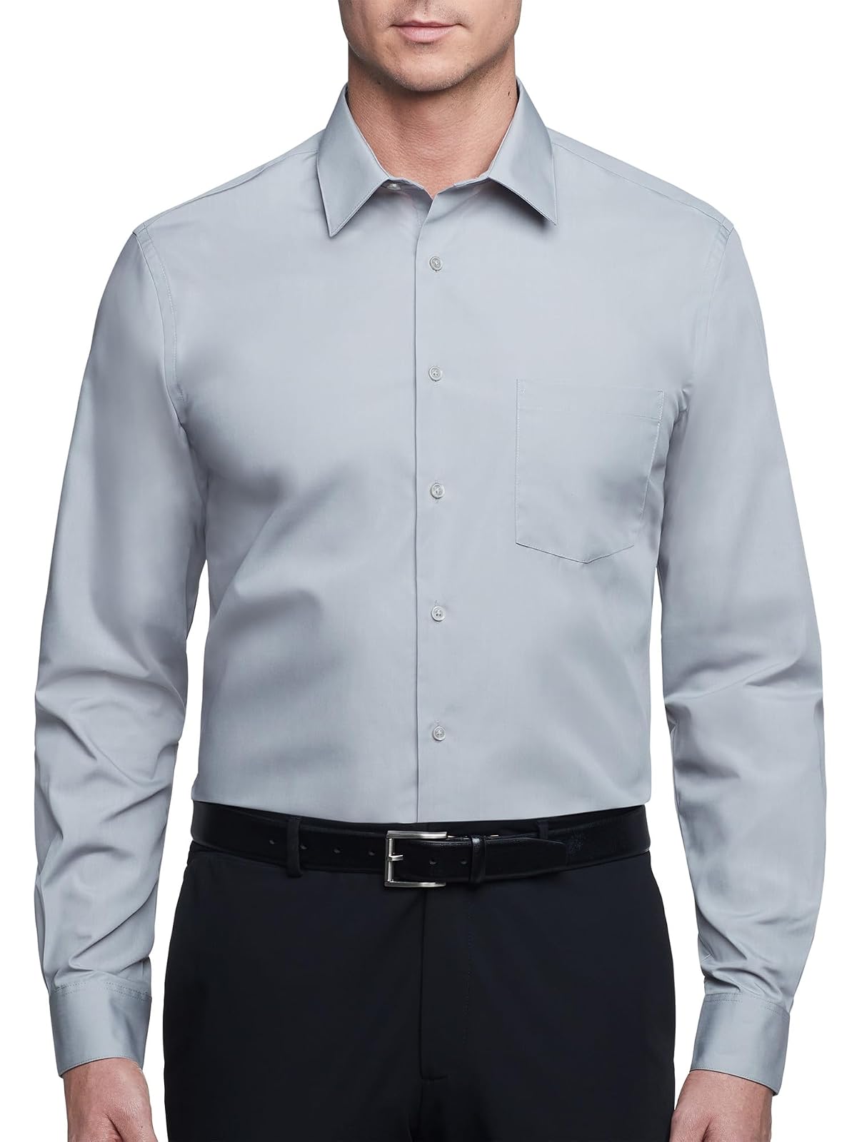 Van Heusen Camisa de Vestir Manga Larga para Hombre, Ajuste Regular - Gris (Grey Stone) - 16.5cm Cuello 34cm-35cm Manga