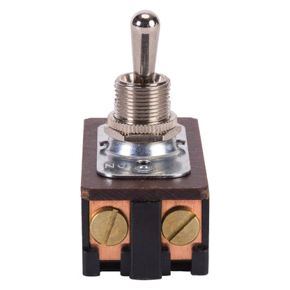 Interruptor de palanca, contacto mantenido y múltiples polos, función de corte de encendido y apagado, DPST, actuador de latón/níquel, 20/10 amperios a 125/250 VAC/DC, conexión de tornillos