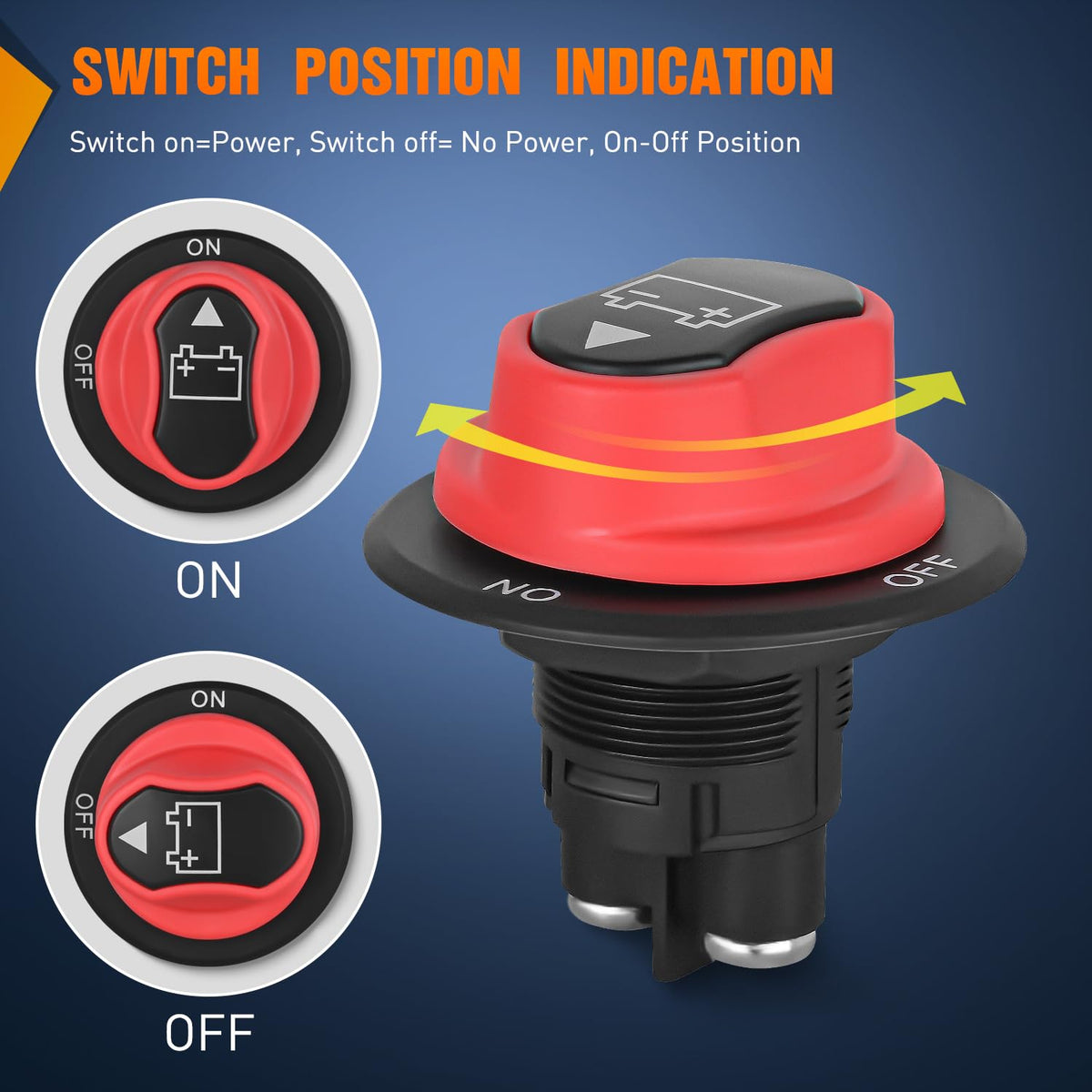Nilight - Interruptor de desconexión de batería 50 A, aislador de desconexión maestra de 12 V-48 V, interruptor de corte de encendido, impermeable, resistente para barco, coche, RV, ATV, UTV, yate, 2