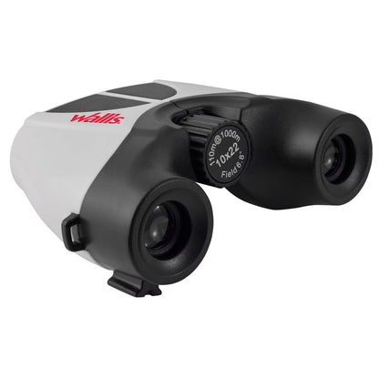 Wallis Binocular Compacto Tipo Porro, Recubrimiento Green, 10 x 22 mm, Color Blanco