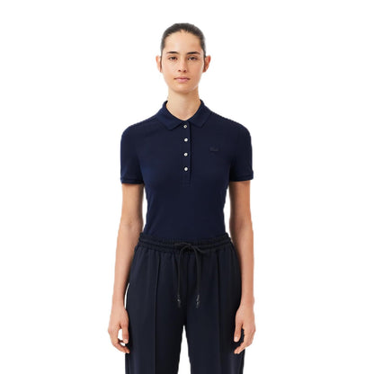 Lacoste polo slim de mini piqué con botones de nácar - 16 - Azul Marino Profundo