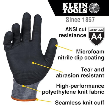 KLEIN TOOLS 60587 | Guantes Nivel De Corte A4 | Talla CH | Agarre Superior | Guantes de trabajo con protección A4 contra cortes y agarre firme para usar herramientas en seco o húmedo.