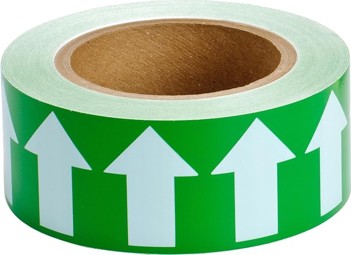 Brady 91421 2" Width, 90' Length, B-946 High Performance Vinyl, White On Green Color Arrow Tape