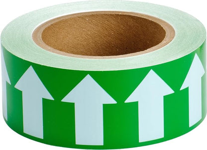 Brady 91421 2" Width, 90' Length, B-946 High Performance Vinyl, White On Green Color Arrow Tape