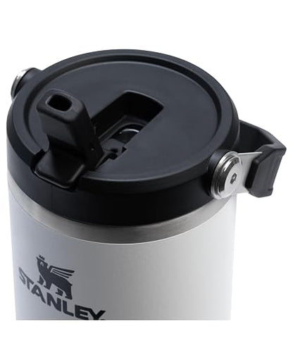 STANLEY IceFlow 2.0 - Vaso con popote abatible con asa de 30 onzas, tapa giratoria y popote abatible, botella de agua a prueba de fugas, acero inoxidable aislado, sin BPA, gis
