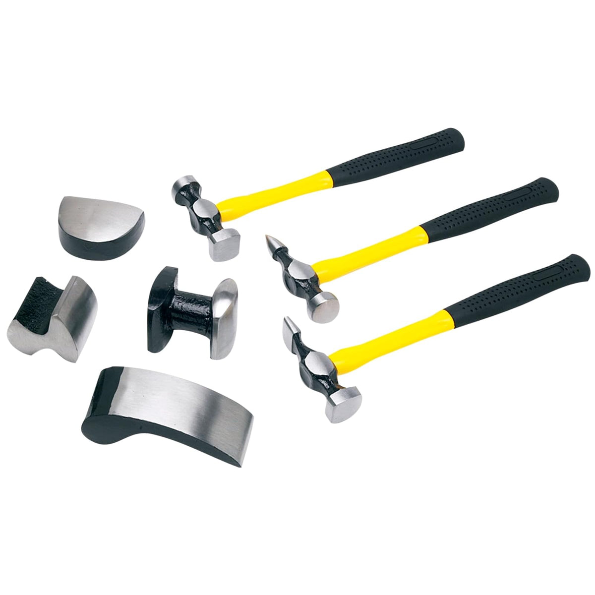 Performance Tool Kit de Reparación de Carrocería con Martillos de Fibra de Vidrio M7007, 7 Piezas, Amarillo y Negro