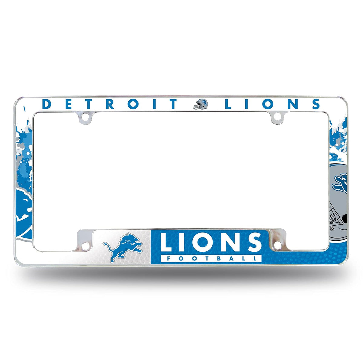 Rico Industries Marco de Placa Cromado con Licencia Oficial NFL - Detroit Lions - Primario