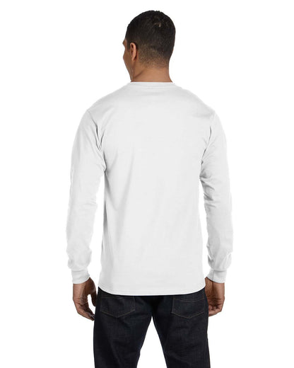Hanes Essentials - playera de manga larga para hombre, cuello redondo de algodón para hombre, paquete de 2, Blanco - 2 paquetes, Large