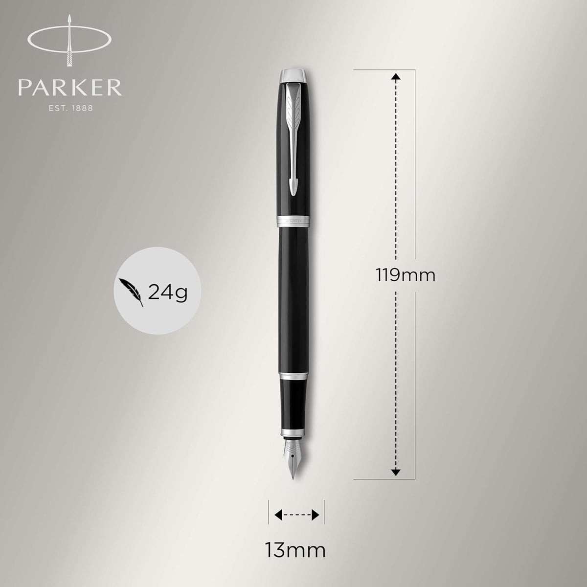 Parker IM Pluma Estilográfica, Negro (Black Chrome Trim), Punta Fina