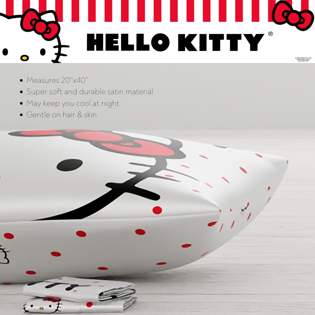 Franco Hello Kitty Beauty Beauty - Funda de Almohada de satén Sedoso tamaño King, 20 x 36 Pulgadas, para Cabello y Piel, (Producto con Licencia Oficial)