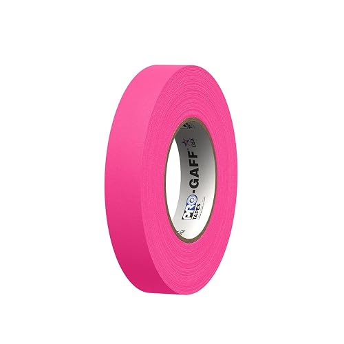 Pro Tapes - - Cinta mate Pro Gaff con adhesivo de goma, 24 mil x 45 m, color Rosado Fluorescente, (paquete de 1)