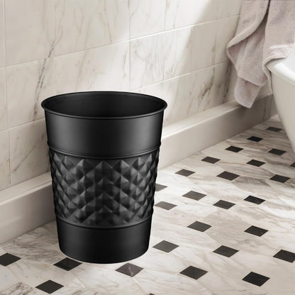 Monarch Abode - cubeta de basura de metal con relieve geométrico hecho a mano para oficina en casa, cesta de basura decorativa, moderno cubeta de basura de baño, duradero y decorativo, cubeta de