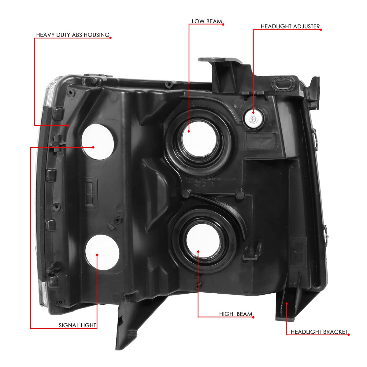 DNA Motoring Par de Faros Delanteros Negros HL-OH-CSIL07-BK-CL1 para Silverado 07-13