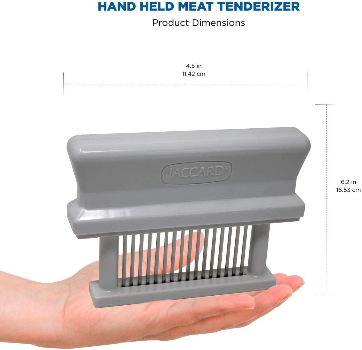 Jaccard - Ablandador de carne de 16 hojas, original Super Mini ablandador de carne, columnas ABS, 1.00 x 4.00 x 5.8 pulgadas, color blanco