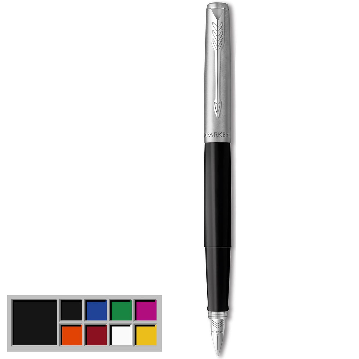 Parker Jotter Originals Fountain Pen, Classic Orange Finish, Medium Nib, Blue & Black Ink
