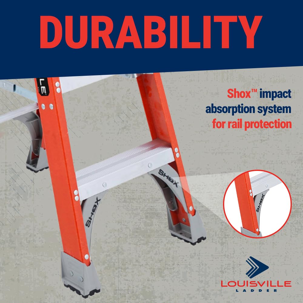 Louisville Ladder Resistente escalera de fibra de vidrio, capacidad de 136.08 kg, 1.21m (4ft), Anaranjado