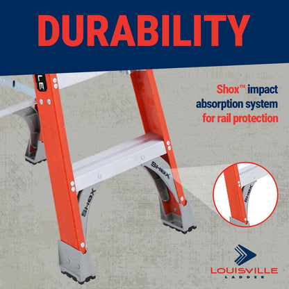 Louisville Ladder Resistente escalera de fibra de vidrio, capacidad de 136.08 kg, 1.21m (4ft), Anaranjado