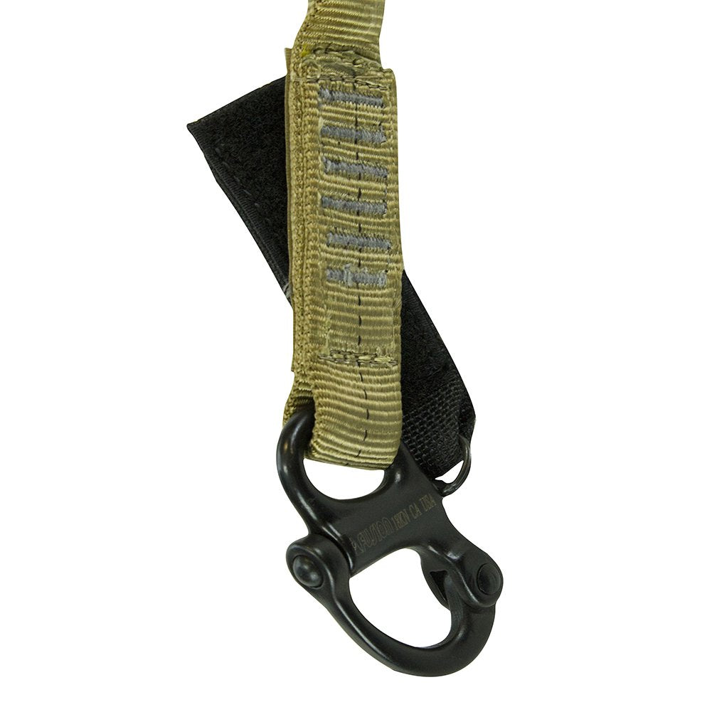 Fusion Climb HELO - Cordón de retención Personal, Gancho a presión y | Correa de nailon de 1 pulgada con elástico interno, gancho a presión de aluminio y grillete de émbolo de óxido negro